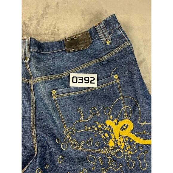 ROCAWEAR JEANS SIZE 42 W. Dark Blue Denim Regular Fit Zip Fly Roca Wear logo - Picture 10 of 10